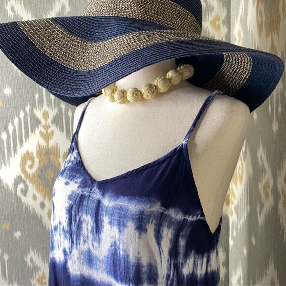 RAVIYA Navy Tie-Dye Hi-lo Cover-up Maxi Dress - LG - Picture 2 of 16
